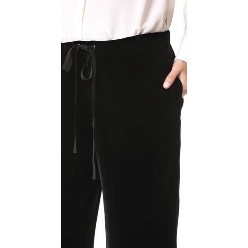 NWT Theory Winszlee in Black Fixture Matte Velvet Drawstring Relaxed Pants P XS - Picture 2 of 15